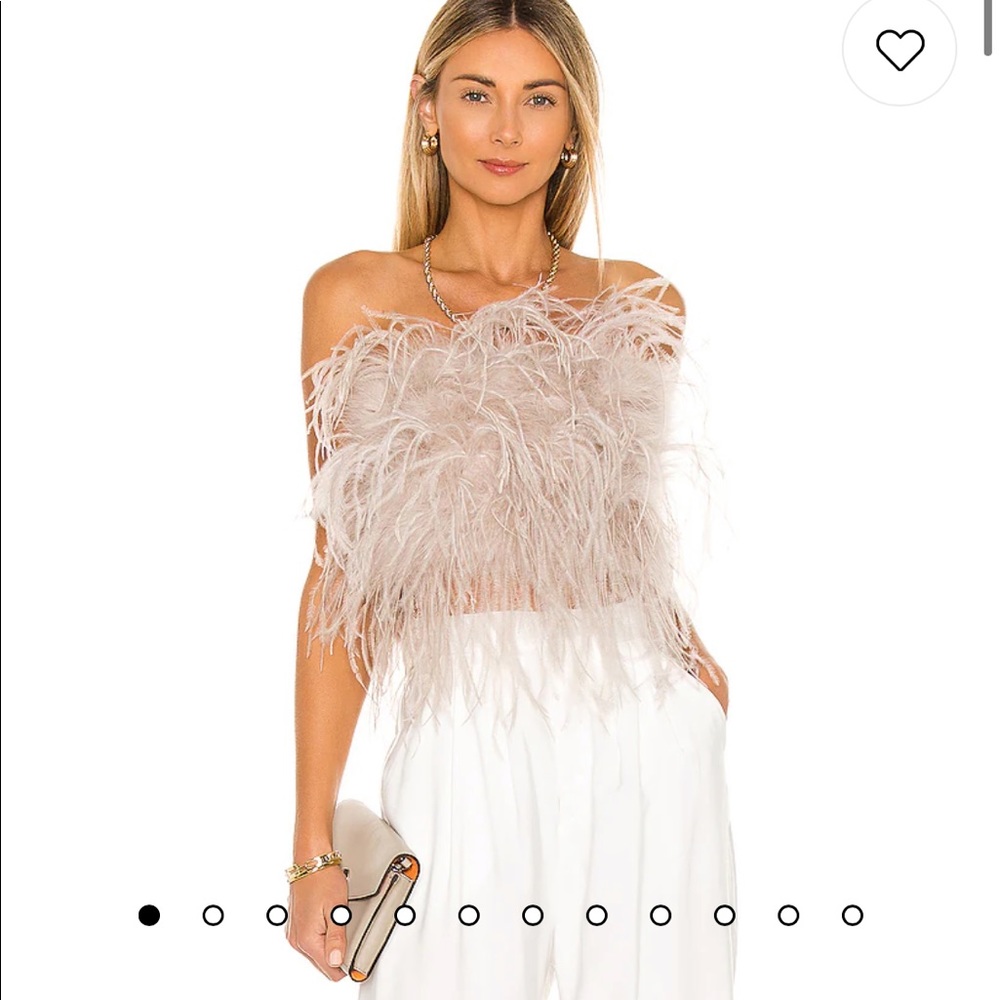 LAMARQUE
Zaina Ostrich Feather Bustier Top Pink